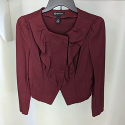 Women's INC International Concepts Burgundy Zipper Front Blazer Size Small