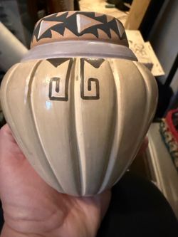 Paulina Romero Jemez Pueblo Hand-Painted Fluted Pottery Vase