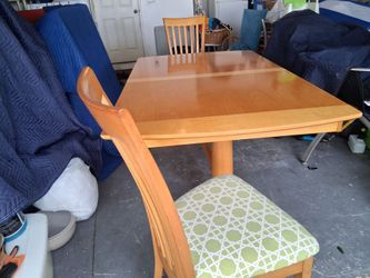 Italian made 6 feet wood dinner table w/ six chairs