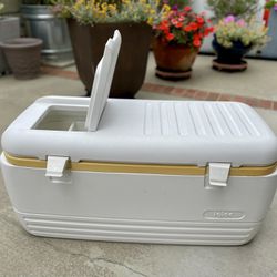 120 Qt. Igloo Cooler with access door to moveable tray and cooler.