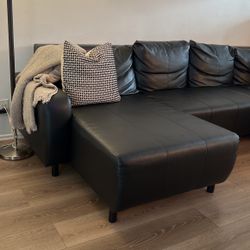 Black leather Ikea Sectional Sofa