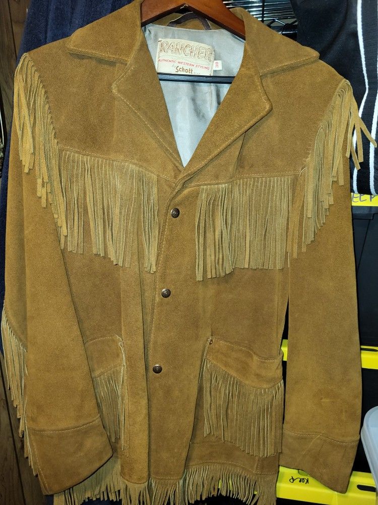 Vintage Rancher By Schott NYC Fringe Suede Coat Jacket 1970s So Good Annie get Ur Gun