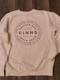 Official Finns Barista Bar Cream Graphic Sweatshirt Heavyweight Pullover M