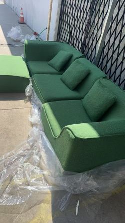 110-inch L-shaped modular sectional sofa, green