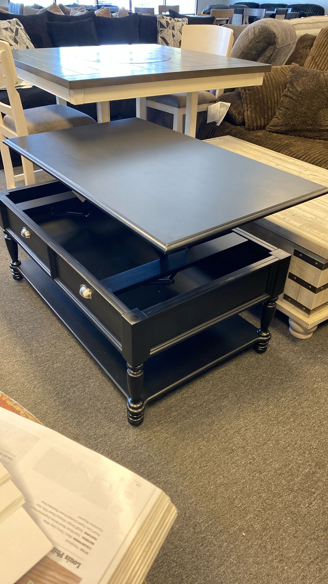 Lift Up Coffee Table Black Floor Model Was $599 Now $350 Can Deliver $50