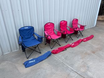 Set of 4 Coleman Camping Chairs w/ Built-In Coolers & Carry Bags