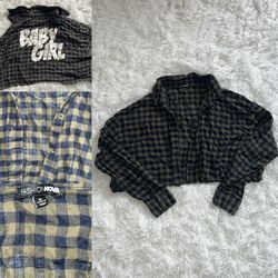 Plaid “BabyGirl” Crop Top