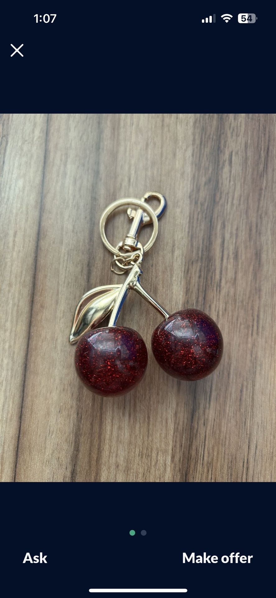 Coach Cherry Charm Keychain Gold