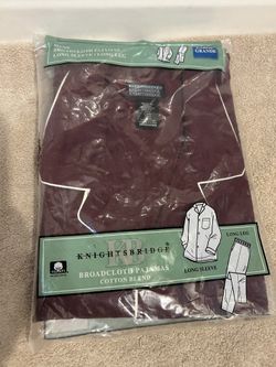 Men’s Large Cotton Blend Long Sleeve & Pants Pajama Set Button Front, Front Pocket (New)