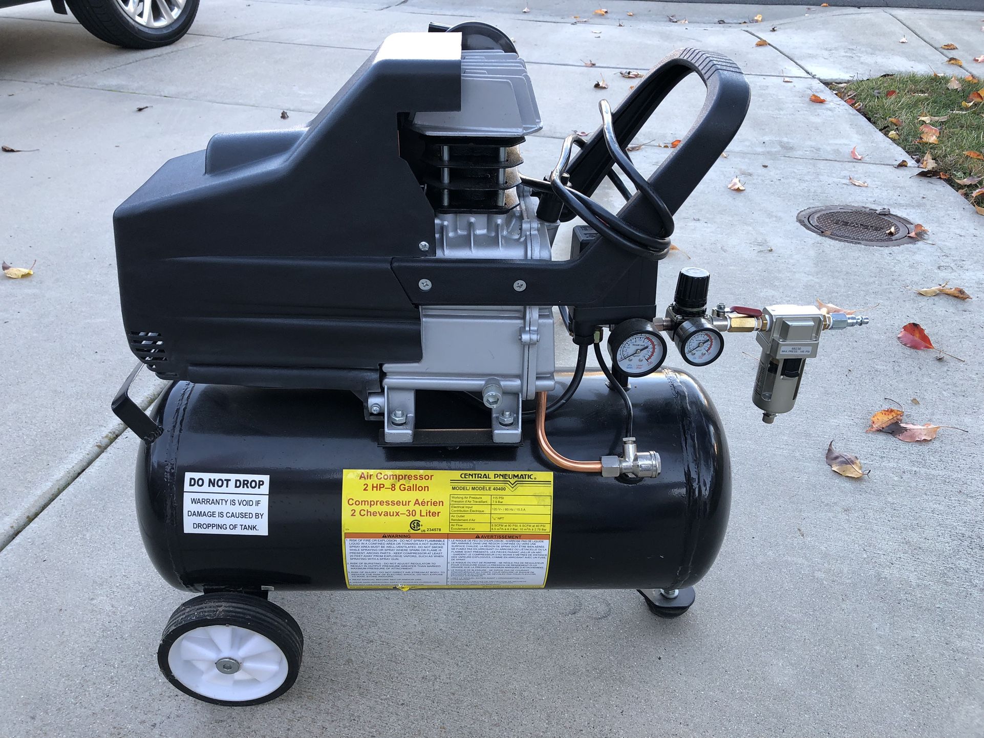 8 Gallon Air Compressor With 50’ Goodyear Hose