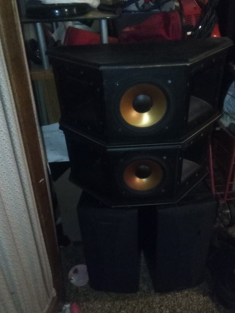 Used Black Speakers With Subwoofer 