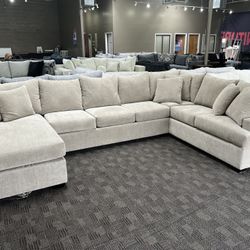 Big Beige Sectional Couch 