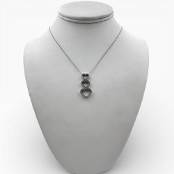 10k White Gold Heart Pendants with Diamonds and 18" Necklace.