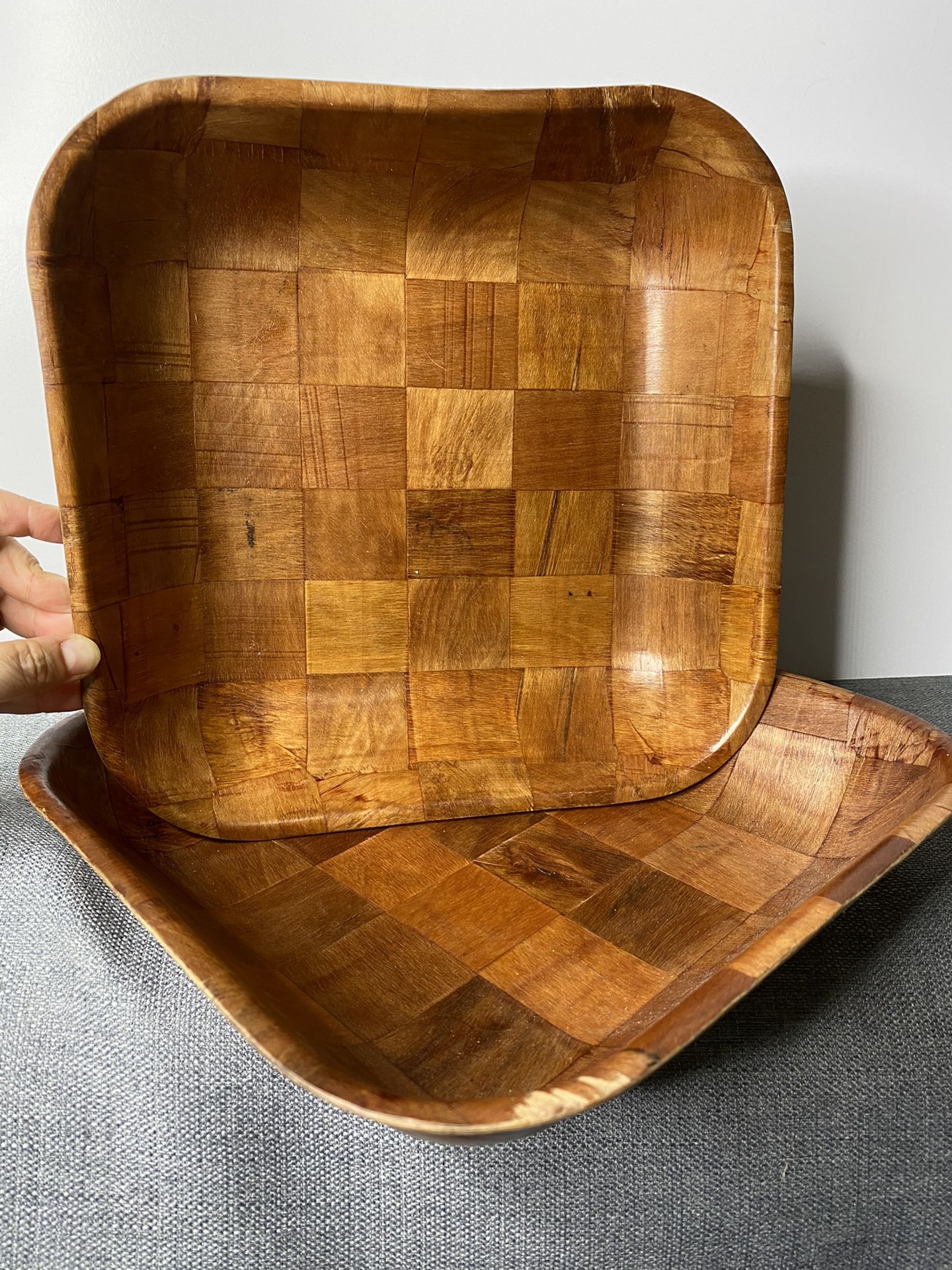Boho Wooden shallow bowl