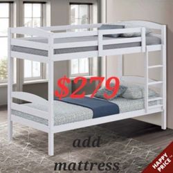 TWIN BUNK BED DEAL ADD MATTRESS $99 FINANCING IS AVAILABLE IS EASY TO QUALIFY NO CREDIT CHECK