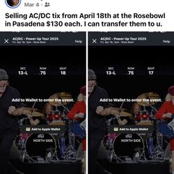 AC/DC Tix at The Rosebowl In Pasadena 
