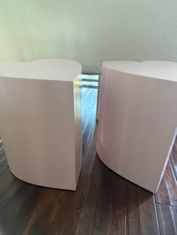 Set of 2 pink side tables/ ottomans