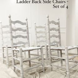 Set Of Ladder Back Dinning Chair Off-white