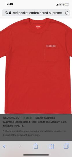 SUPREME RED EMBROIDERED SZ L
