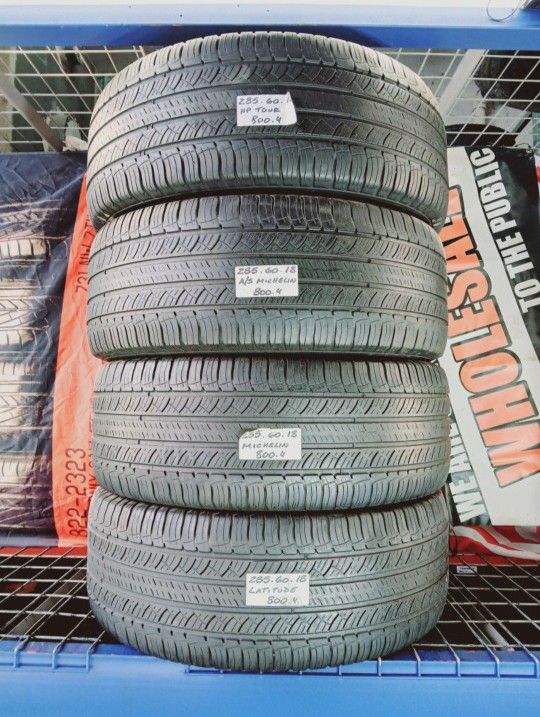 ✅️ 4 USED TIRES 285/60R18 MICHELIN LATITUDE TOUR HP P285/60R18 CROSSOVER/SUV TOURING ALL SEASON 285 60 18 