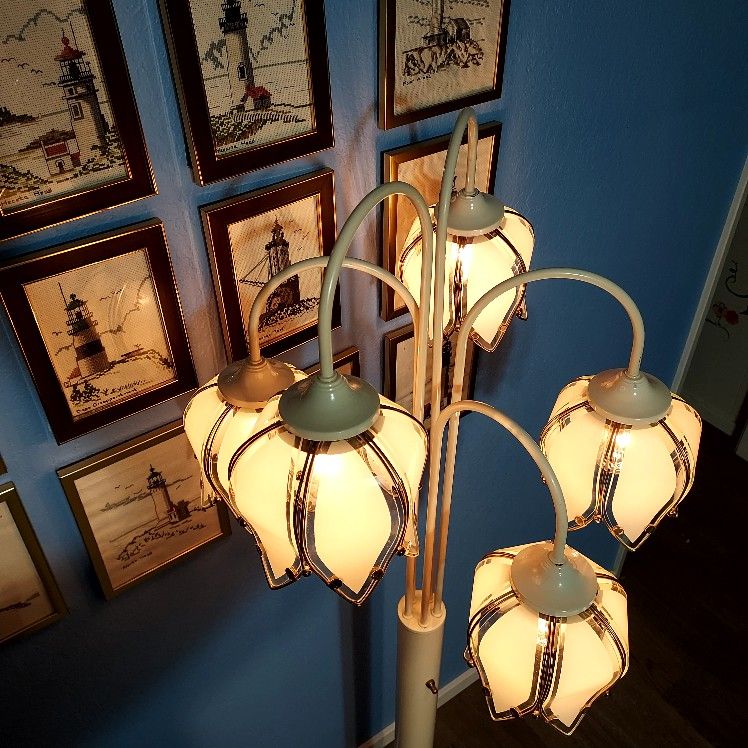 Vintage Hollywood Regency Tulip Waterfall Floor Lamp