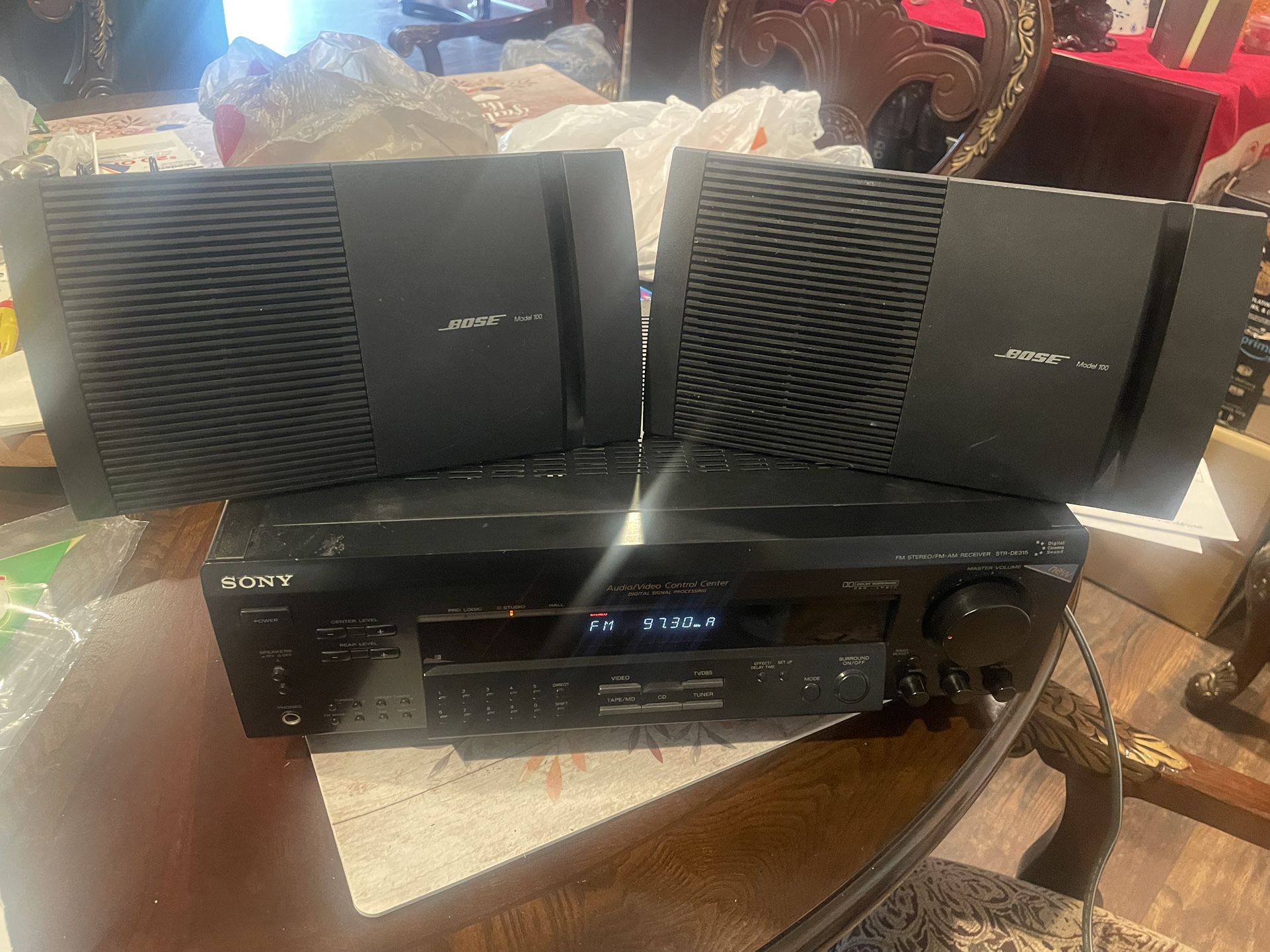 Sony Receiver With Bose Speakers Outside 