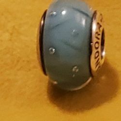 NEW Authentic Pandora Murano Glass Baby Blue Charm Bead.  Sterling Silver.  Hallmarked PANDORA ALE S925.   Please check out my other Pandora, Chamilia