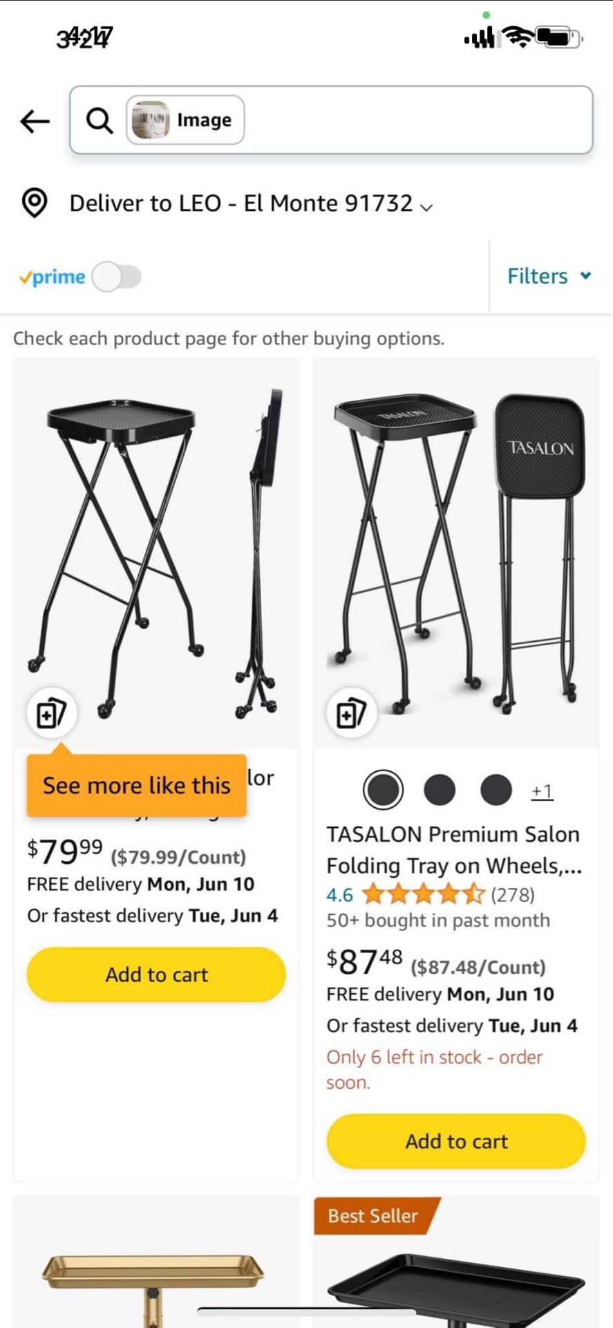 Fold-A-Way Service Tray - Black for Beauty Salon and Barber Shop