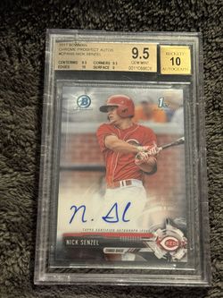 🔥 2017 Bowman Chrome Prospect Auto – Nick Senzel – 1st Bowman – BGS 9.5 GEM MINT / 10 AUTO 🔥