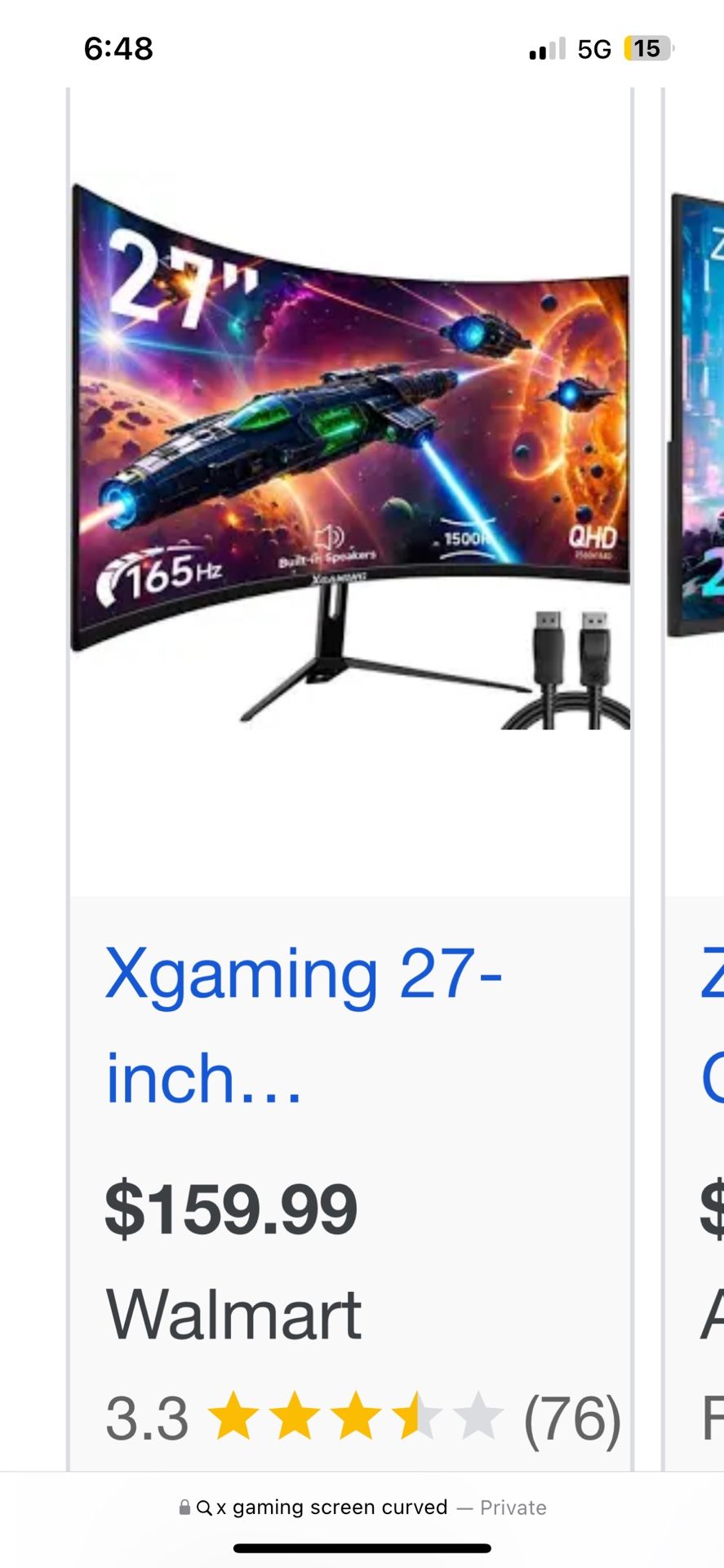 X Gaming Curved Screen