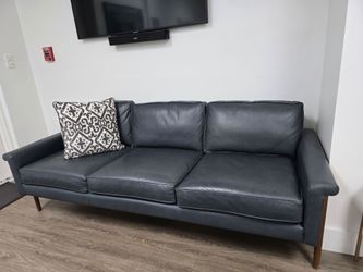 Navy/Charcoal Leather Sofa