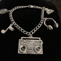Vintage DJ Boombox Charm Bracelet 