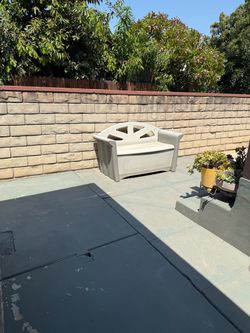 Patio bench with storage
