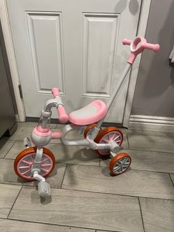 Costway 4 in 1 Kids Tricycles with  Push Handle & Training Wheels Baby Balance Bike Pink