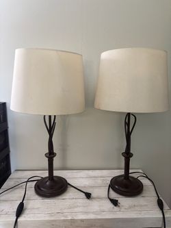 Pair of Brown Metal Lamps