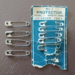 Vintage No. 1 Protector Steel Safety Pins Guarded Coils.