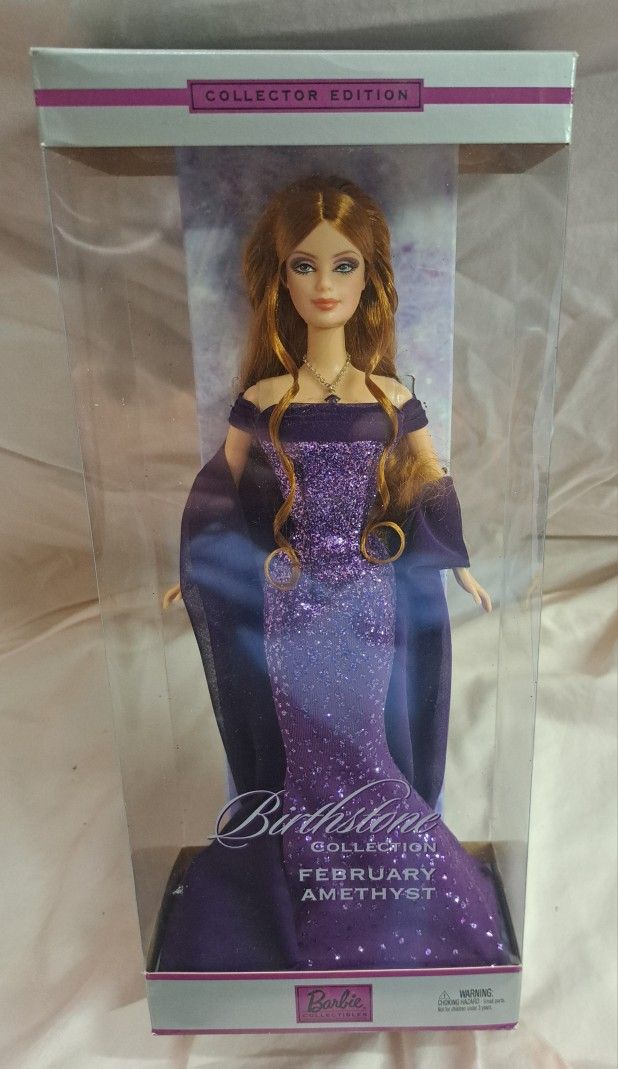 2003 February Amethyst Red Hair Barbie Doll Birthstone Collection