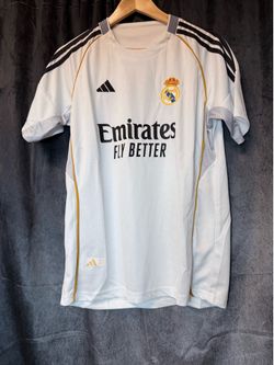 REAL MADRID MEN SOCCER JERSEY WHITE HOME SHORT SLEEVE SIZE XL FLY BETTER FAN STYLE