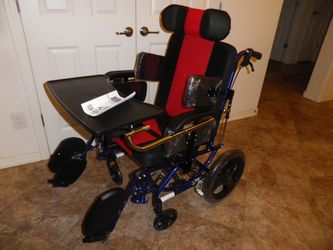 Pediatric Reclining Wheelchair for Kids & Teens, w/Dining Tray, Adj Seat & Full Postural Support