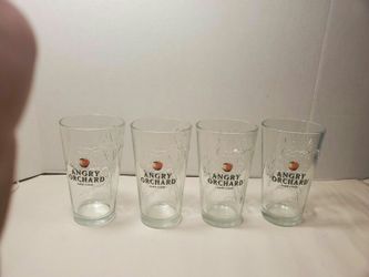 Angry Orchard Hard Cider Pint Beer Glasses 3D Raised Tree Branches Vintage Read Description