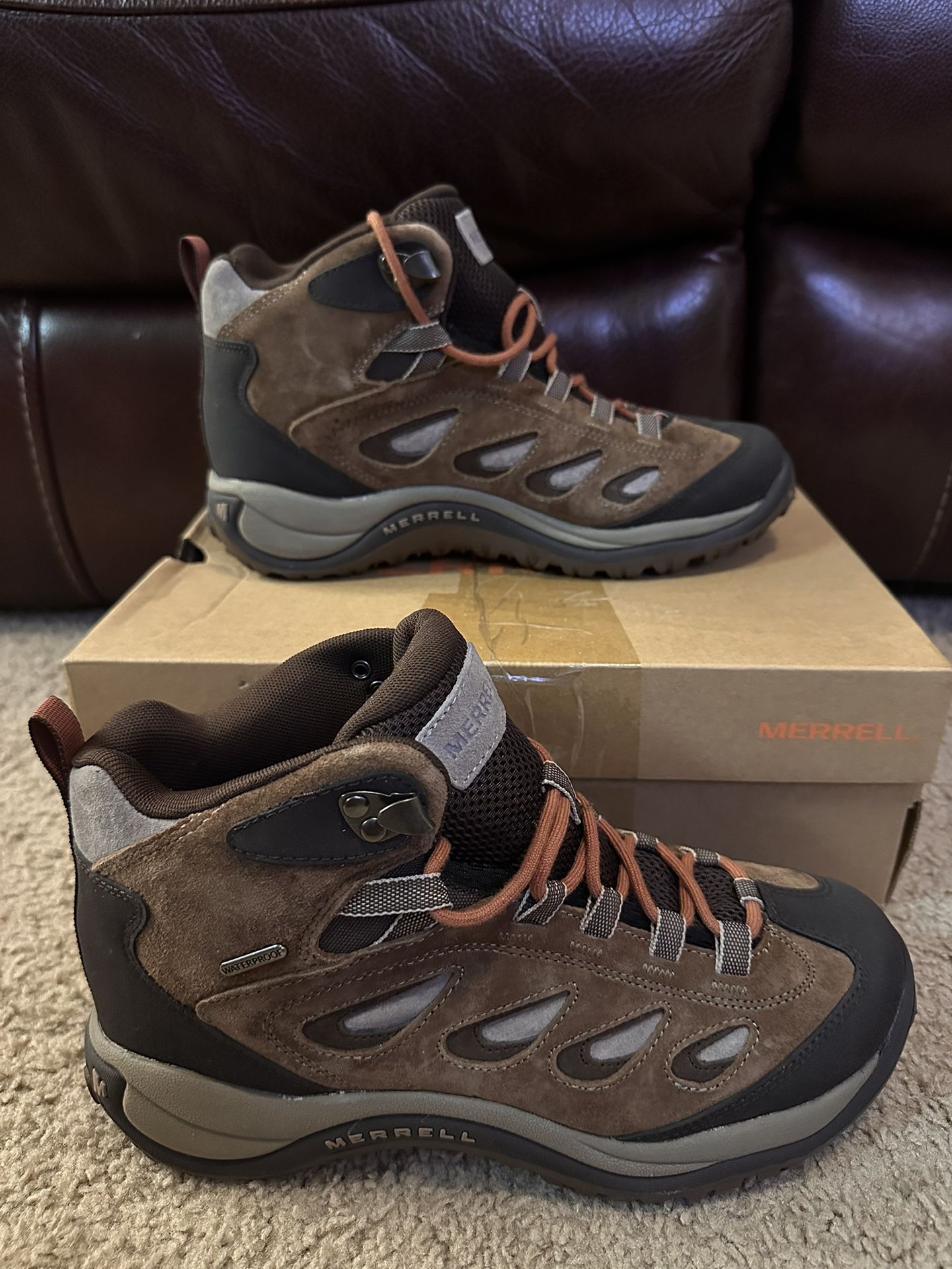 Merrell Women's Reflex 4 Mid Waterproof Hiking Boots - Earth -Size 9.5- Clean