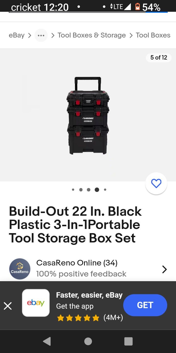 Build-Out 22 In. Black Plastic 3-In-1Portable Tool Storage Box Set