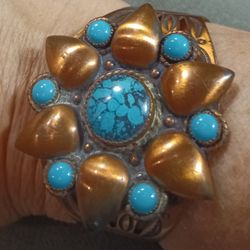 Solid Copper & Turquoise Bracelet