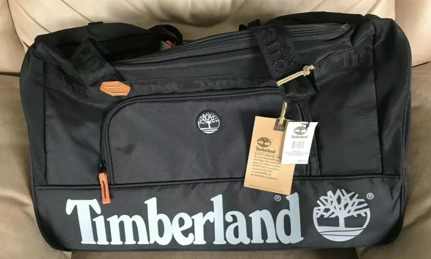 Timberland 22" Duffle Bag Jet Black Travel Gym Carry Bag