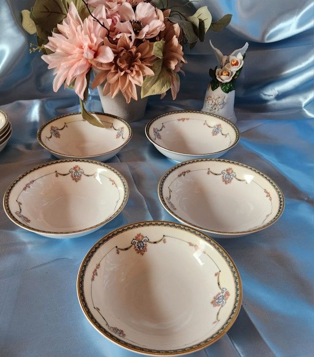 Beautiful Rare Antique Noritake LAUREATE Cereal Bowls Set Of
