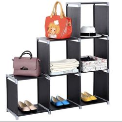3 Tiers 6 Cube Storage Shelf, Multifunctional Cabinet Bookcase Storage, Closet Organizer Shelf, Black 2561 