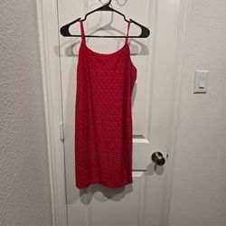 Red Eyelet Lace Mini Dress