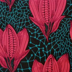 African Fabric 1 Yard Cotton Wax Ankara Print PINK TURQUOISE Abstract