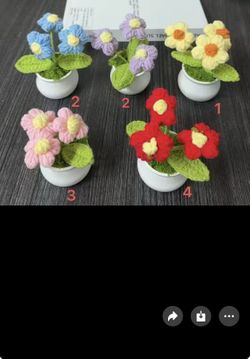 Set Of 12 X Knitting Crochet Flowers Cute Sunflower Potted Flower,Gift for Birthday, Teacher’s Day, Graduation, Anniversary, Christmas, Decor for Car