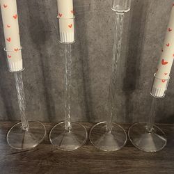 Glass Taper Candle Holders: 4 Pcs Clear